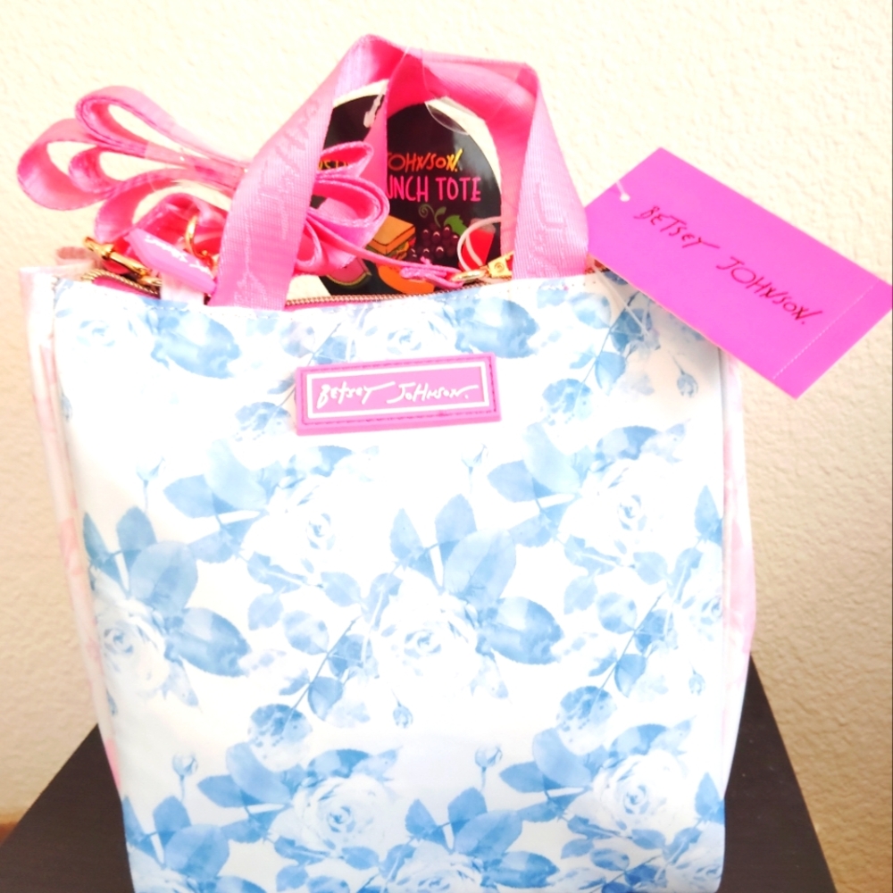 Betsey Johnson Pink and Blue Floral Tote Bag - Picture 5 of 5
